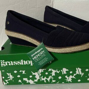 New Grasshoppers Women's Quinn Blue Low Wedge Heel Shoes Size 6.5